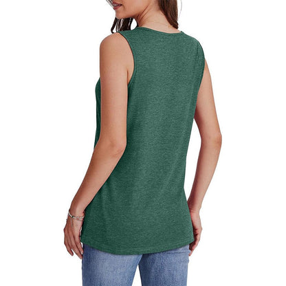Amara Solid V-Neck Sleeveless Loose Tank Top