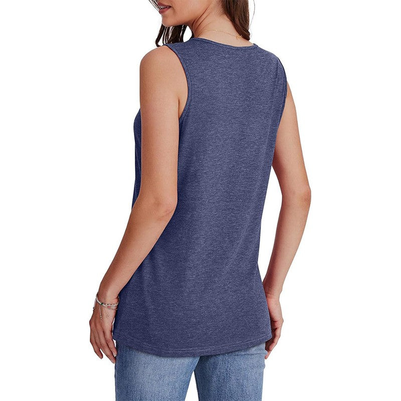Amara Solid V-Neck Sleeveless Loose Tank Top
