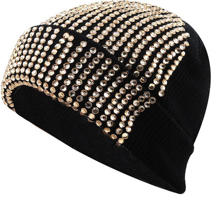 Mira Rhinestone Knitted Beanie Hat with Dome Crown