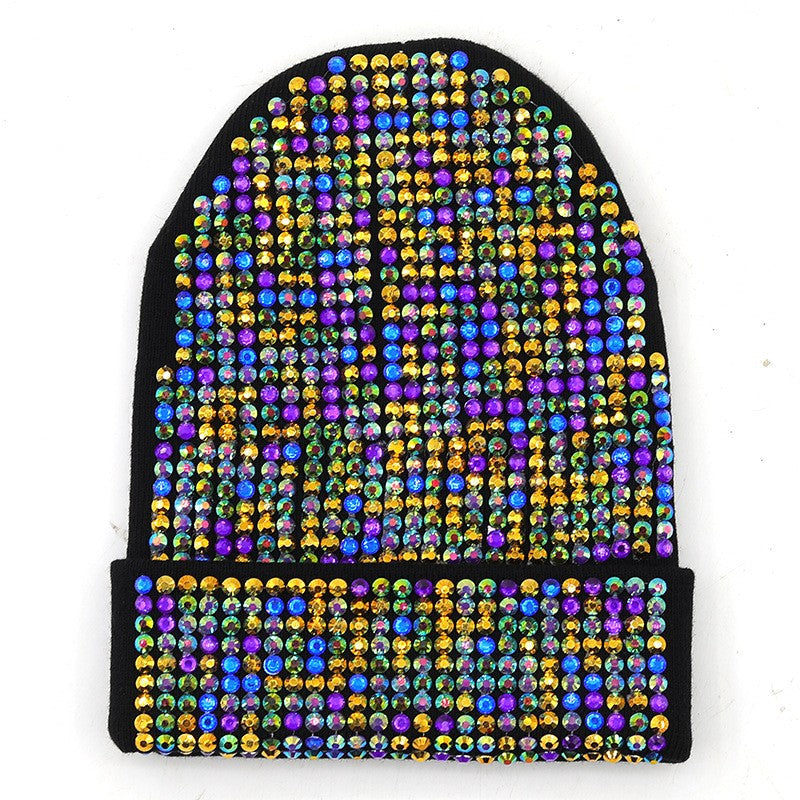 Mira Rhinestone Knitted Beanie Hat with Dome Crown