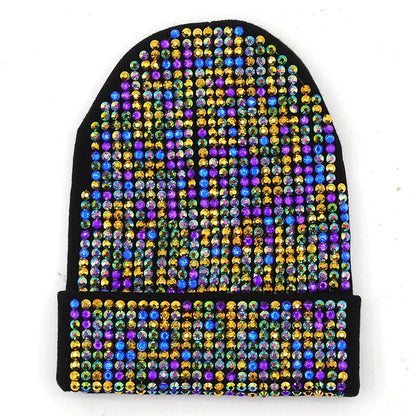 Mira Rhinestone Knitted Beanie Hat with Dome Crown