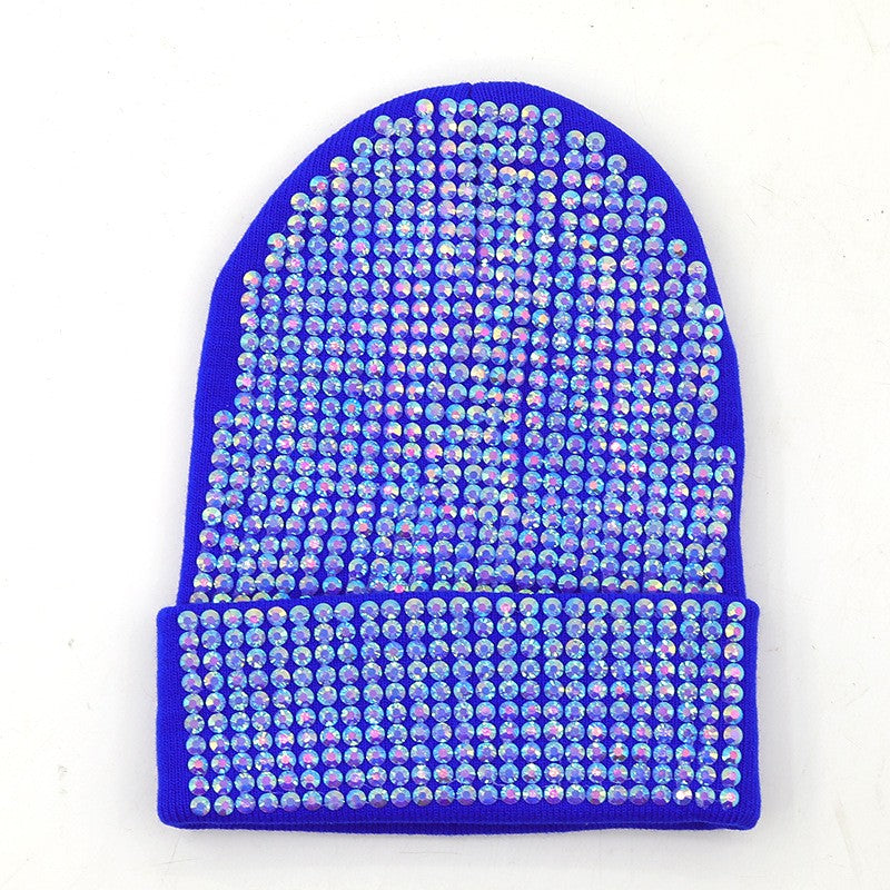 Mira Rhinestone Knitted Beanie Hat with Dome Crown