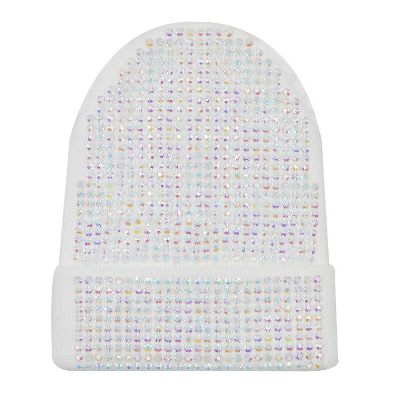 Mira Rhinestone Knitted Beanie Hat with Dome Crown