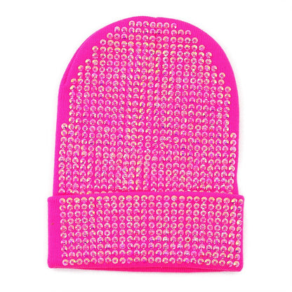Mira Rhinestone Knitted Beanie Hat with Dome Crown