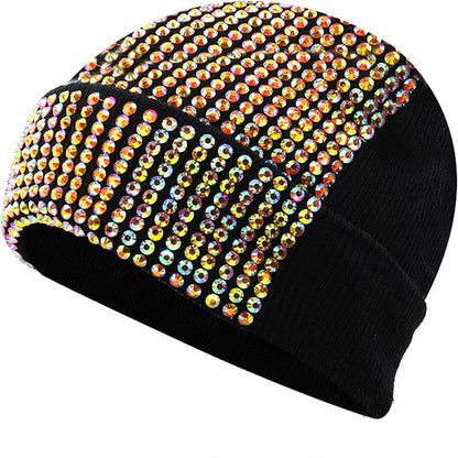 Mira Rhinestone Knitted Beanie Hat with Dome Crown