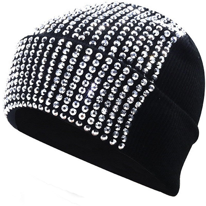 Mira Rhinestone Knitted Beanie Hat with Dome Crown