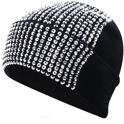 Mira Rhinestone Knitted Beanie Hat with Dome Crown