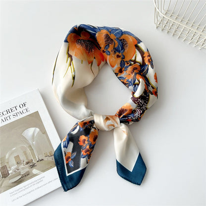 Seraphine Floral Print Silk-Feel Square Scarf